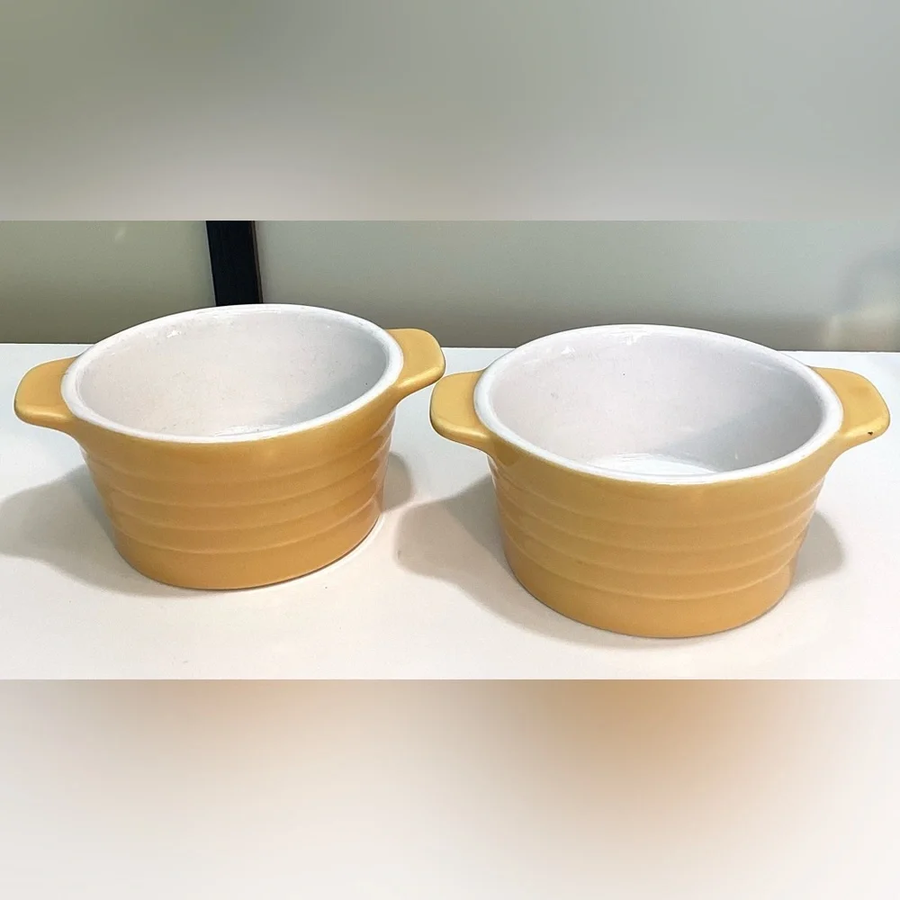 Sur La Table 2 “oven to table” stoneware mini pots No lid 4”W x 2”H